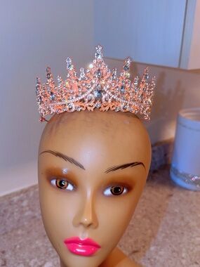 Rose Gold Crystal Tiara Crown